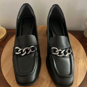 Mossimo Supply Co. Black Loafers with Silver Chain